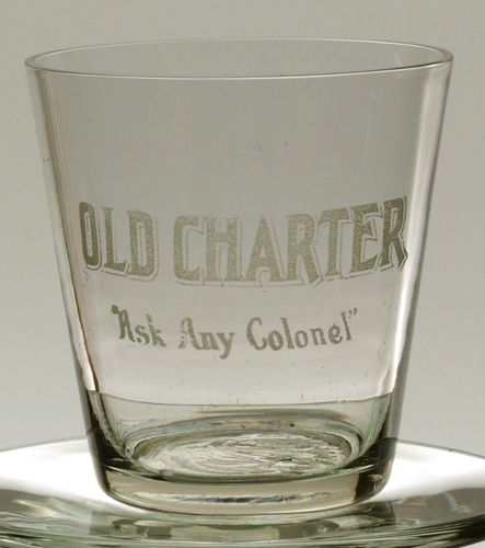 1940 Old Charter Whiskey Shotglass Frankfort Kentucky