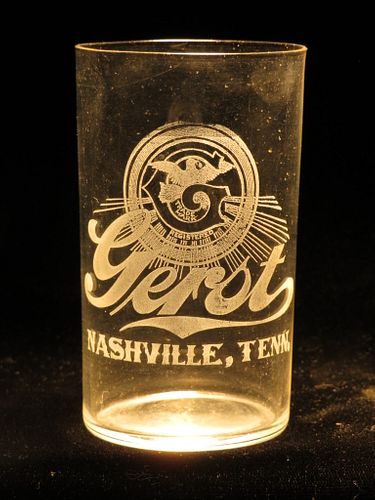 1895 Gerst Beer 3¾ Inch Etched Drinking Glass, Nashville, Tennessee