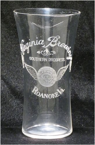 1900 Virginia Brewing Co. 5¼ Inch Etched Drinking Glass, Roanoke, Virginia