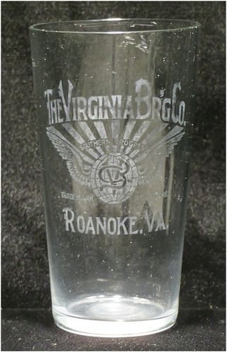1900 Virginia Brewing Co. 4⅓ Inch Etched Drinking Glass, Roanoke, Virginia