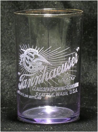 1902 Tannhauser Beer 3½ Inch Etched Drinking Glass, Seattle, Washington