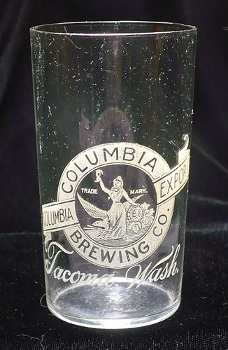 1900 Columbia Export Beer Etched Drinking Glass, Tacoma, Washington