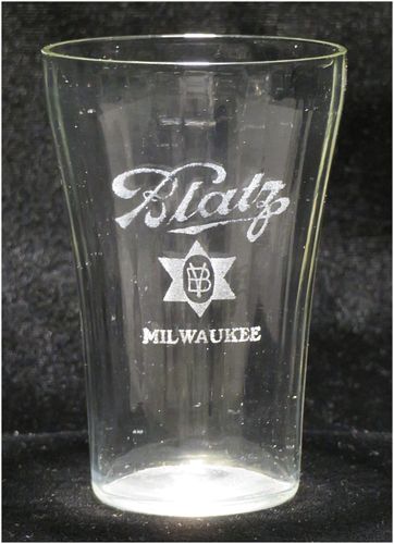 1915 Blatz Beer 3¾ Inch Etched Drinking Glass, Milwaukee, Wisconsin