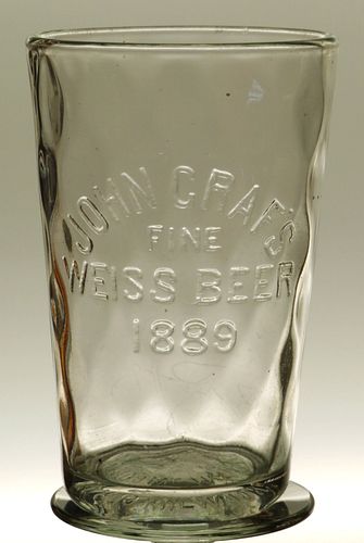 1889 John Graf's Fine Weiss Beer 5½ Inch Embossed Glass, Milwaukee, Wisconsin