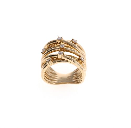 Multi Band Diamond & 10k Yellow Gold Ring