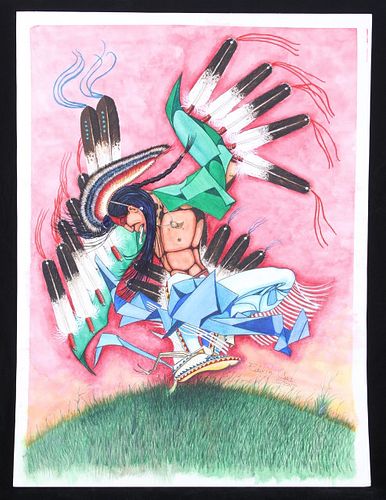 Edwin Cud Native Dancer Gouache on Paper c. 2017