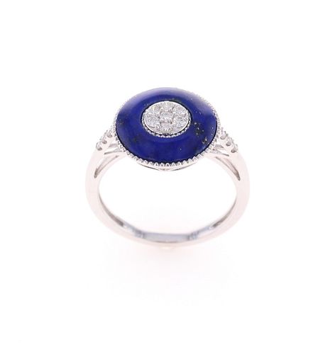Lapis Lazuli Diamond & 18k White Gold Ring