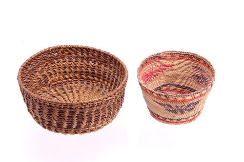 Paiute Indian Pine Needle & Wicker Basket Pair