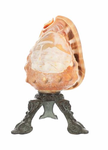 C. 1900 Neapolitan Cameo Carved Shell Table Accent
