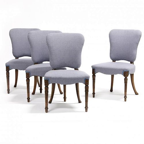 Set of Four Transitional Over-Upholstered Chairs