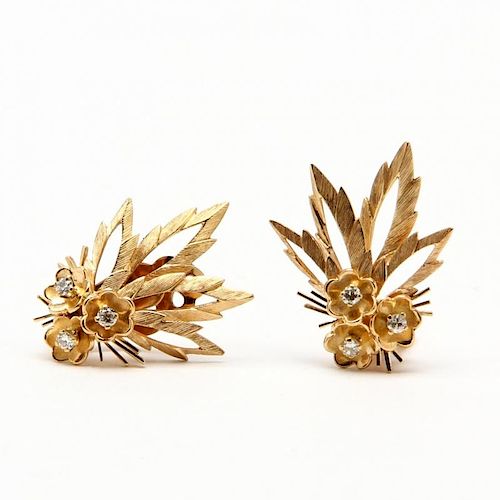 14KT Gold and Diamond Ear Clips