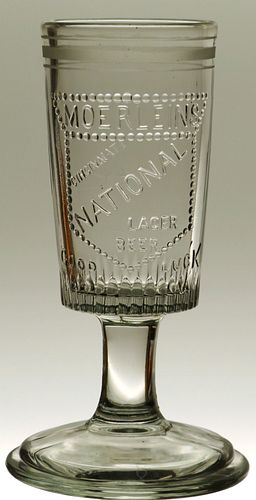 1885 Moerlein's National Beer 6¼ Inch Embossed Drinking Glass, Cincinnati, Ohio