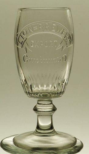  1885 Windisch-Muhlhauser Lion Beer (28 scallops) 5½ Inch Embossed Glass, Cincinnati, Ohio