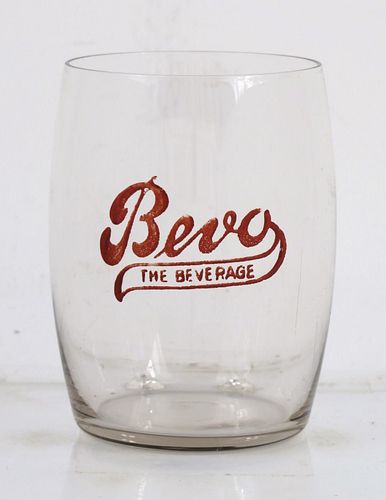 1910 Anheuser Busch Bevo Beverage 3¼ Inch Etched Barrel Glass