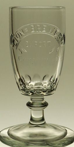  1885 Windisch-Muhlhauser Lion Beer (10 scallops) 5½ Inch Embossed Glass, Cincinnati, Ohio