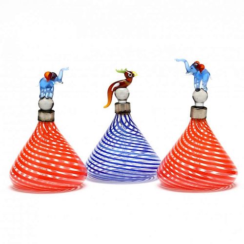 Three Venetian Art Glass Perfume Bottles