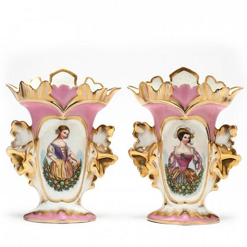 Pair of Paris Porcelain Mantel Vases