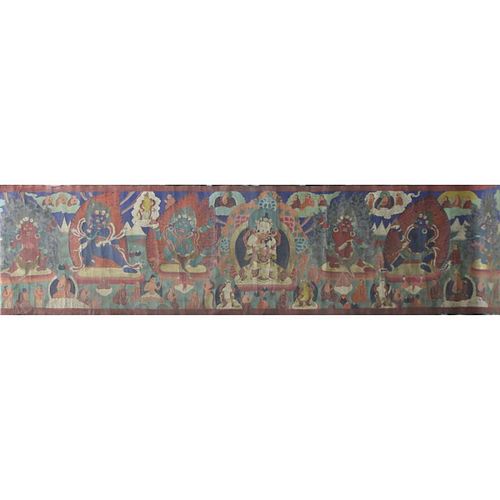 Large 18/19th Century Tibetan Buddhist Hand Painted Thangka.