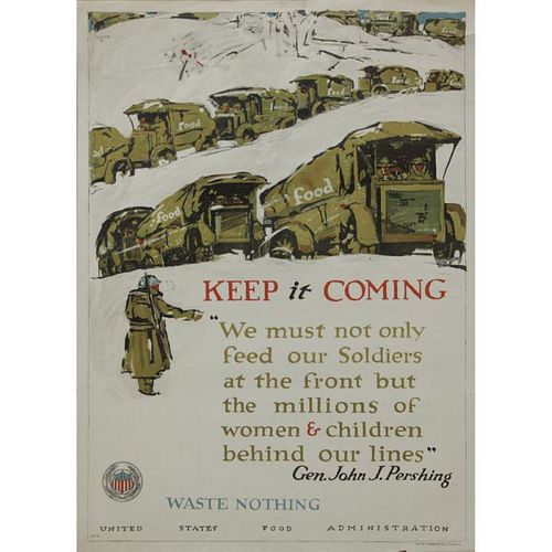 George Illian, American (1894-1932) Original 1918 World War I "Keep it Coming"