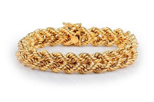 A Gold Woven Chain Bracelet, by Tiffany & Co.