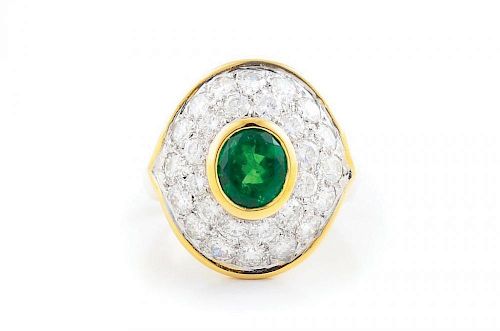 A Zambian Emerald and Diamond Ring