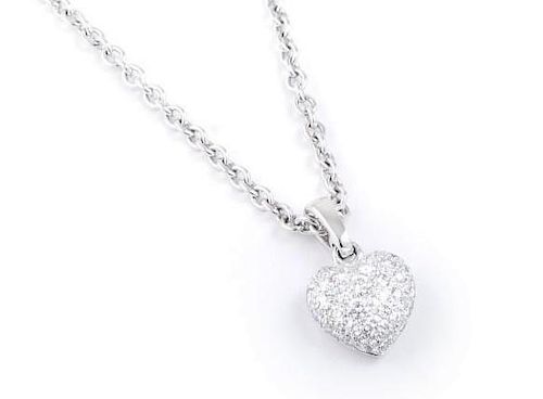 A Diamond Heart Pendant Necklace, by Cartier