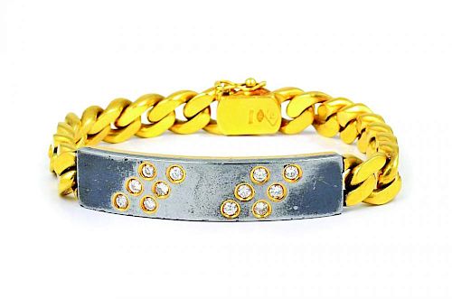 A Gold Diamond Link Bracelet, by Bulgari