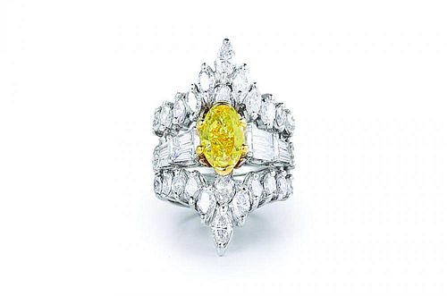 A Fancy Intense Yellow Diamond Cocktail Ring
