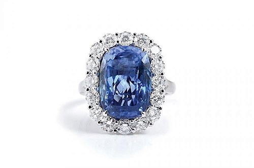 A Gold Sapphire and Diamond Ring