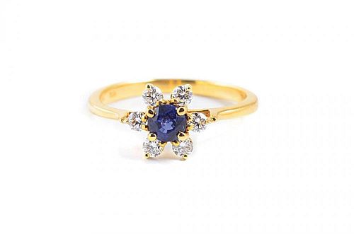 A Sapphire and Diamond Gold Ring, by Tiffany & Co.