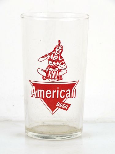 1960 American Beer 4¼ Inch Tall Straight Sided ACL Drinking Glass Baltimore, Maryland