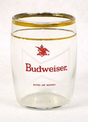 1957 Budweiser Beer 3¼ Inch Tall Barrel Glass Saint Louis, Missouri