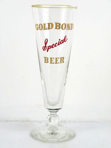 1934 Gold Bond Beer 8½ Inch Tall Stemmed ACL Drinking Glass Cleveland, Ohio