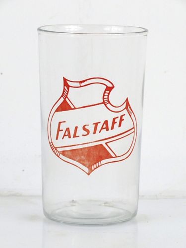 1940 Falstaff Beer 4¼ Inch Tall Straight Sided ACL Drinking Glass Saint Louis, Missouri