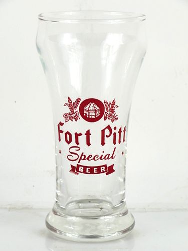 1954 Fort Pitt Beer 5¾ Inch Tall Bulge Top ACL Drinking Glass Jeannette, Pennsylvania