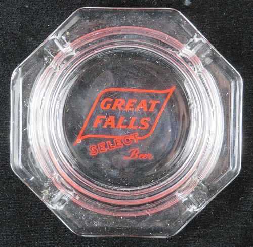 1963 Great Falls Select Beer Octagon Glass Ashtray Great Falls, Montana