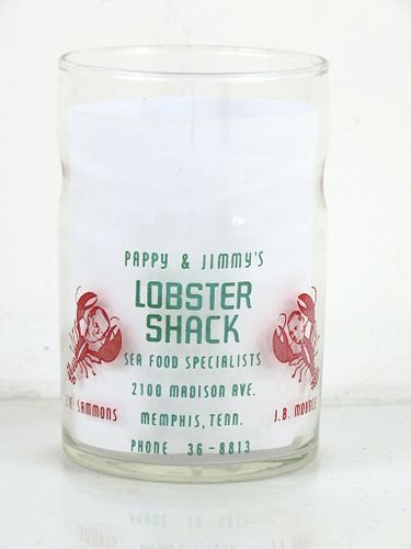 1950 Pappy & Jimmy's Lobster Shack  Memphis  Tennessee 3¾ Inch Tall Drinking Glass