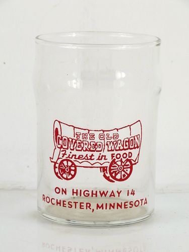 1950 Old Covered Wagon Rochester  Minnesota 3¾ Inch Tall Drinking Glass