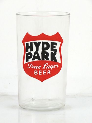 1940 Hyde Park True Lager Beer 4¼ Inch Tall Straight Sided ACL Drinking Glass Saint Louis, Missouri