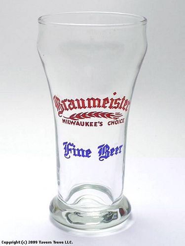 1948 Braumeister Fine Beer 5¼ Inch Tall Bulge Top ACL Drinking Glass Milwaukee, Wisconsin