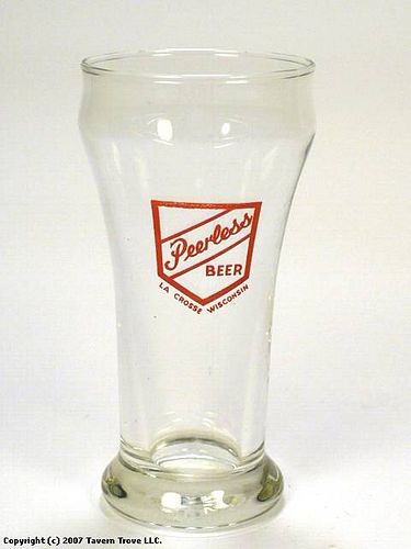 1938 Peerless Beer Bulge Top ACL Drinking Glass La Crosse, Wisconsin