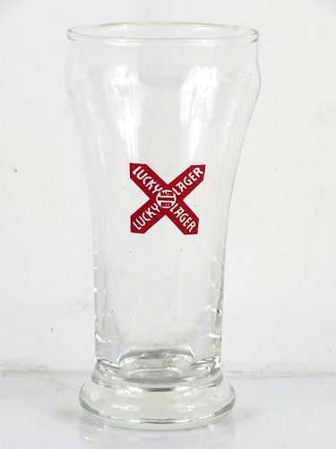1956 Lucky Lager Beer 5½ Inch Tall Bulge Top ACL Drinking Glass San Francisco, California