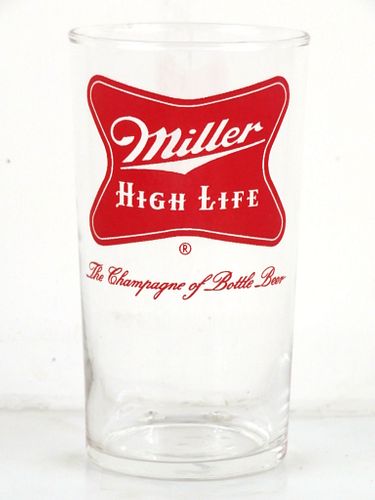 1958 Miller High Life Beer 4¾ Inch Tall Straight Sided ACL Drinking Glass Milwaukee, Wisconsin