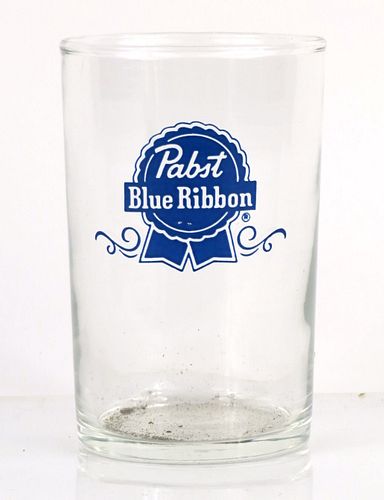 1975 Pabst Blue Ribbon Beer 3½ Inch Tall Straight Sided ACL Drinking Glass Milwaukee, Wisconsin