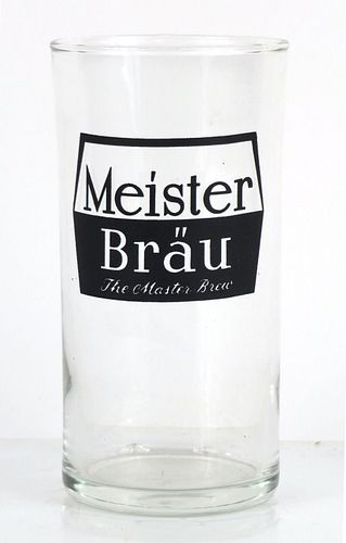 1947 Meister Bräu Beer 4¾ Inch Tall Straight Sided ACL Drinking Glass Chicago, Illinois