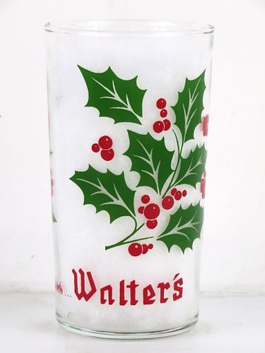 1960 Walter's Beer 4¾ Inch Tall Straight Sided ACL Drinking Glass Eau Claire, Wisconsin