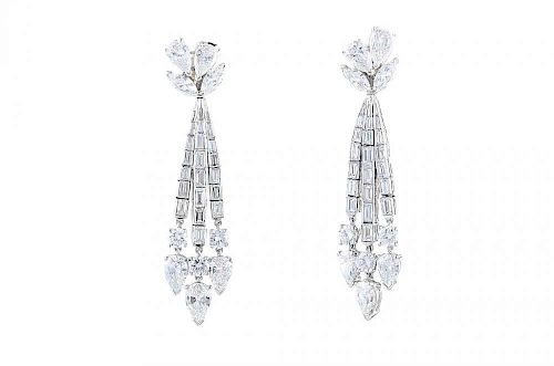 A Pair of 1950s Platinum Diamond Earrings