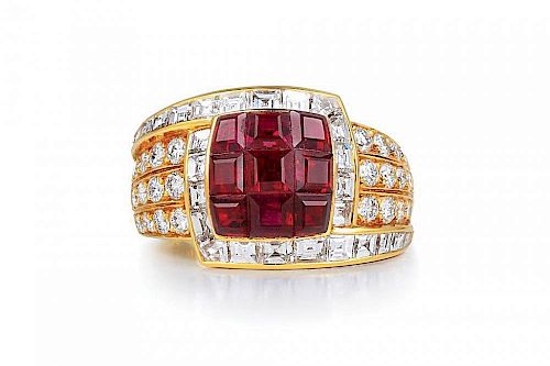 Rare Mystery Set Ruby and Diamond Ring, by Van Cleef & Arpels