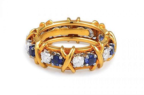 A Sapphire and Diamond Gold Ring, by Schlumberger for Tiffany & Co.