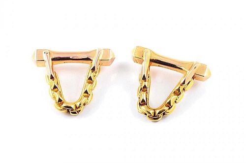 A Pair of Rose and Yellow Gold Cufflinks, by Hermes